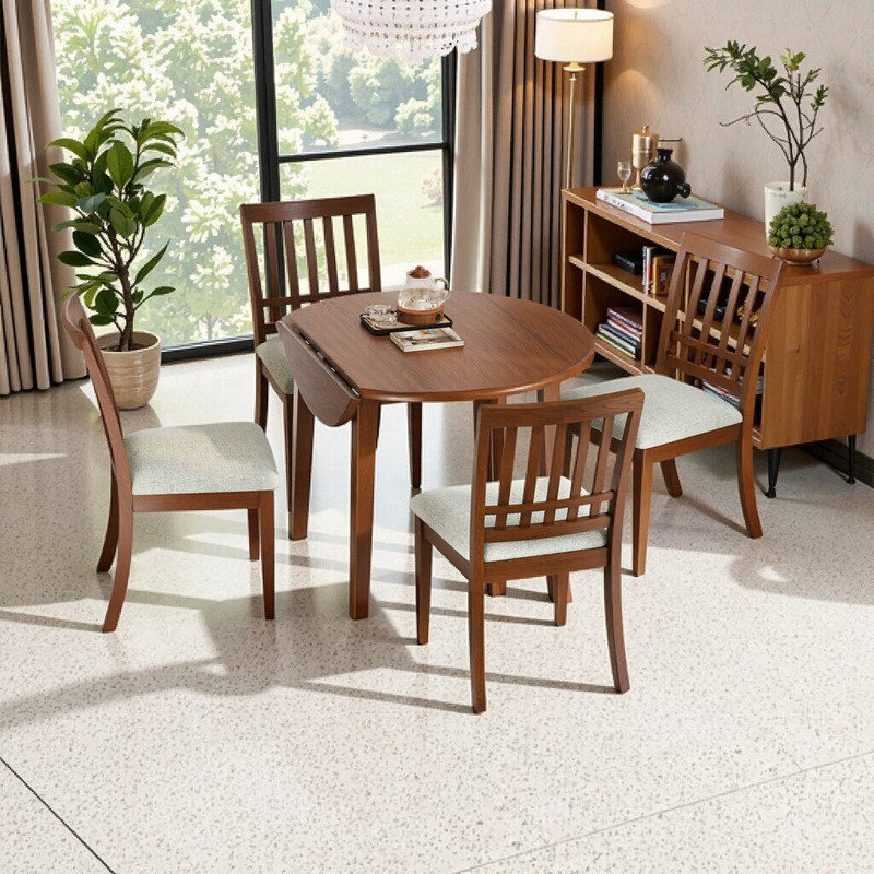 Ensemble de table de salle à manger 5 pièces avec 4 chaises rembourrées, conception peu encombrante pour les petits espaces