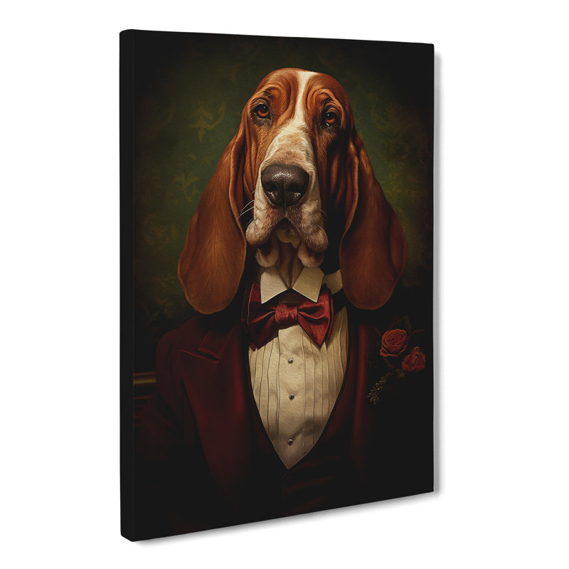 Basset Hound Dadaism Art - Wrapped Canvas, 76cm H x 50cm W x 3cm D