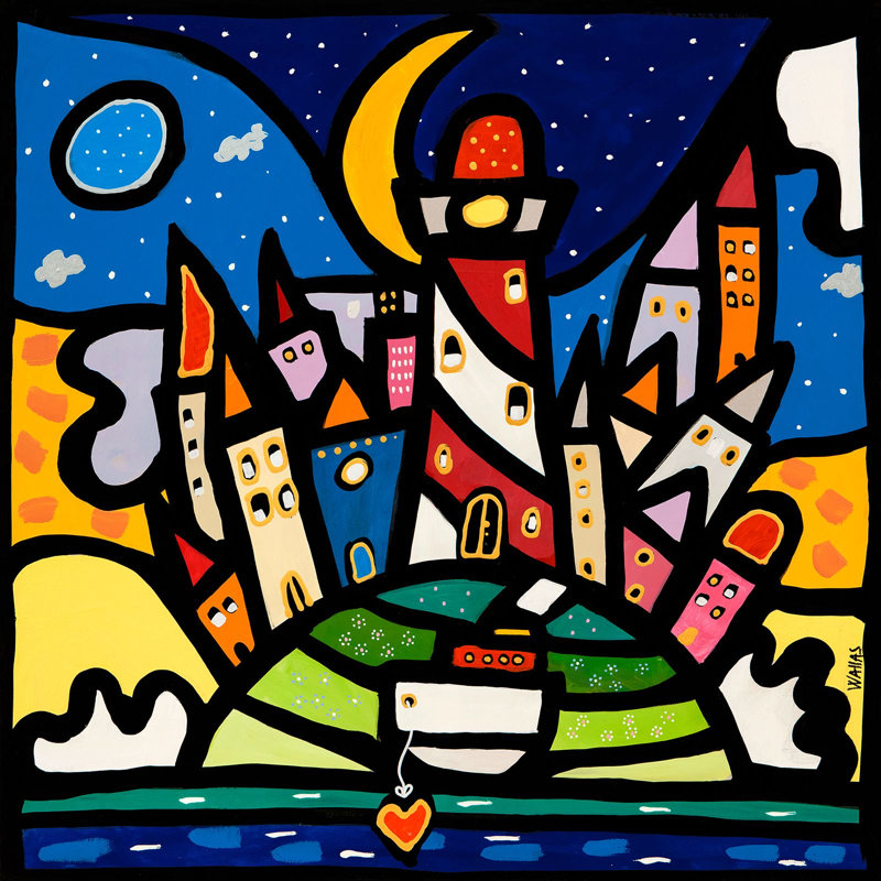 Happy Island by Wallas - Wrapped Canvas Print, 70cm H x 70cm W
