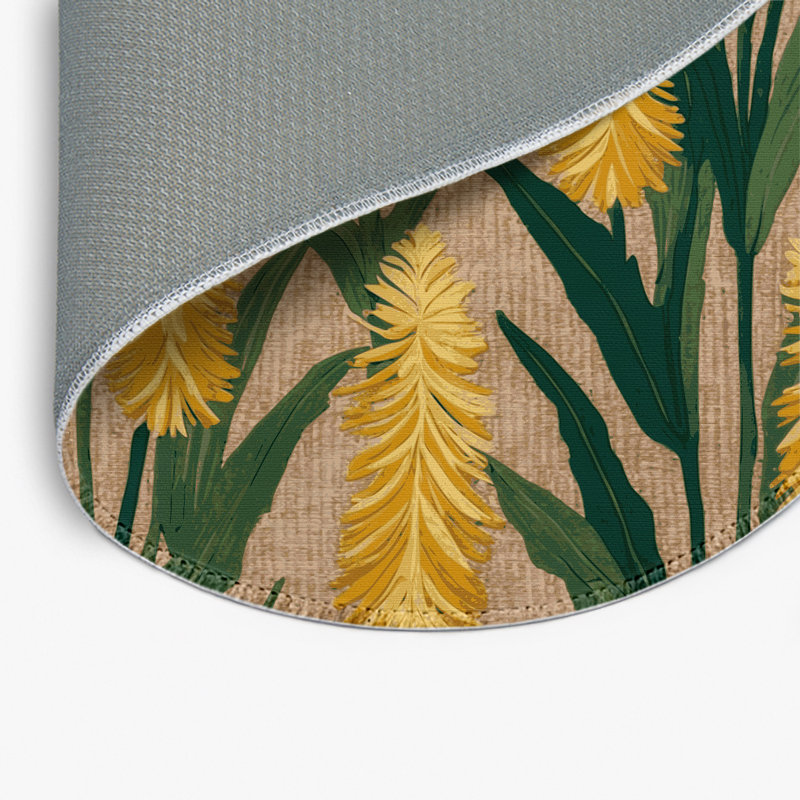 Tapis d'intérieur et d'extérieur brun Botanical, Rond 5 pi