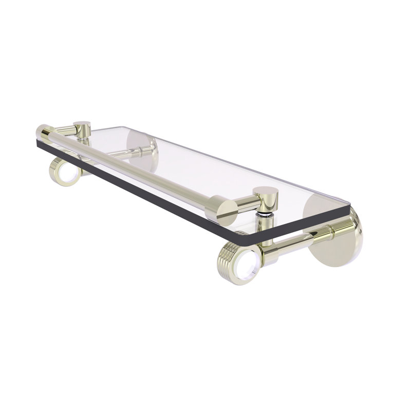 Tablette murale en verre Margolis, Nickel poli, H 3,75 po x l 22 po x P 5,65 po