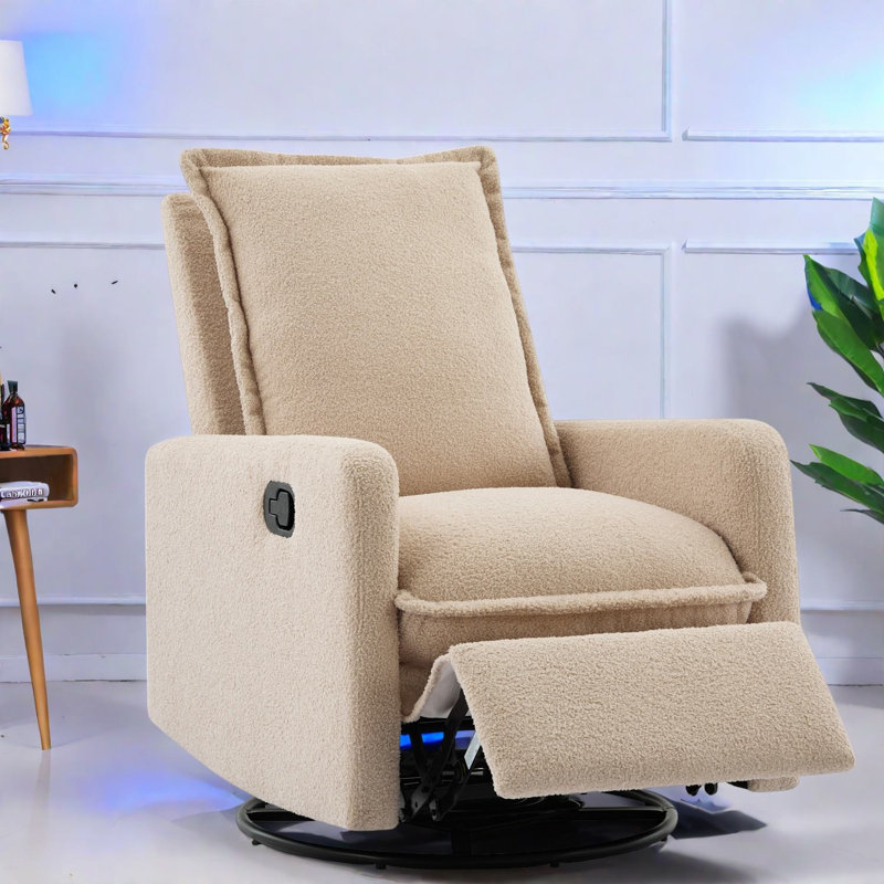 Fauteuil inclinable, moderne et pivotant, chaise de chambre de bébé compacte en molleton Teddy