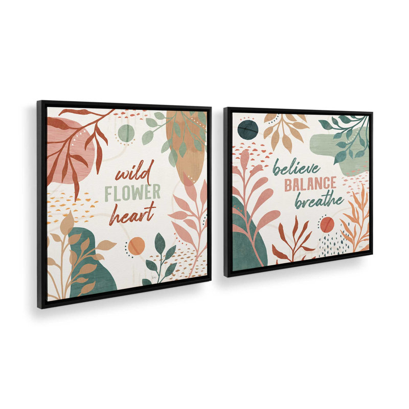 Ensemble de 2 Wild Wisdom, Cadre flottant noir satiné, H 33 po x l 66 po