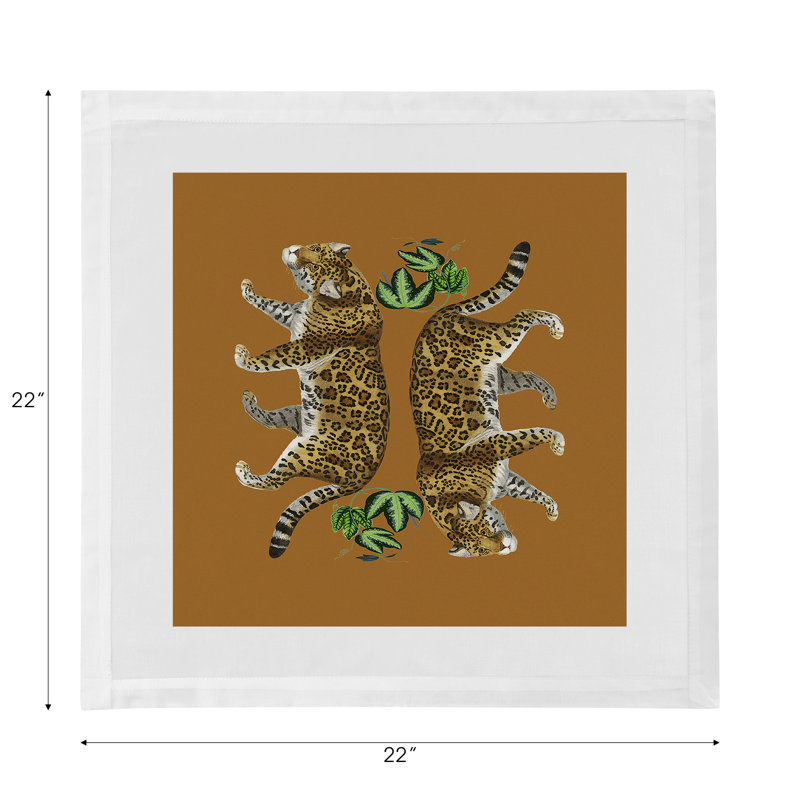 Leopard Seeing Double Cotton Blend Square Napkins, Safri