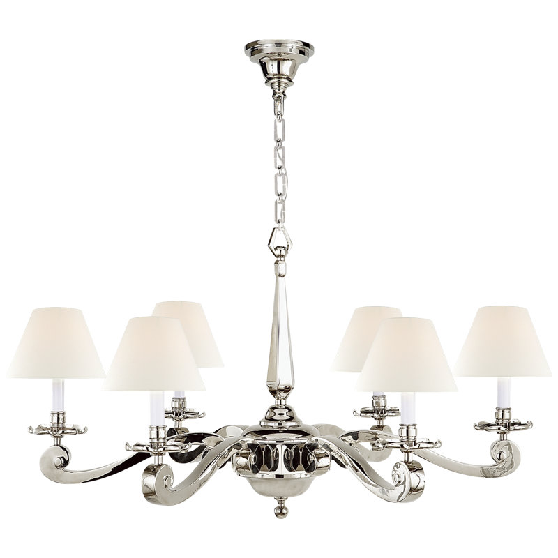 Alexa Hampton Myrna Chandelier, Fabric, Polished Nickel