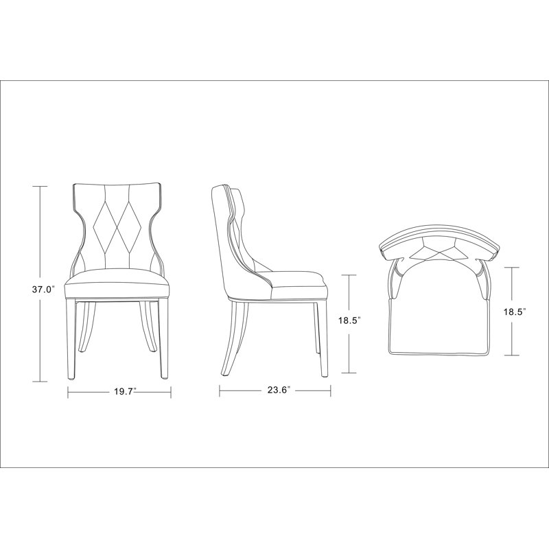 Chaise de salle à manger rembourrée en cuir de hêtre Reine