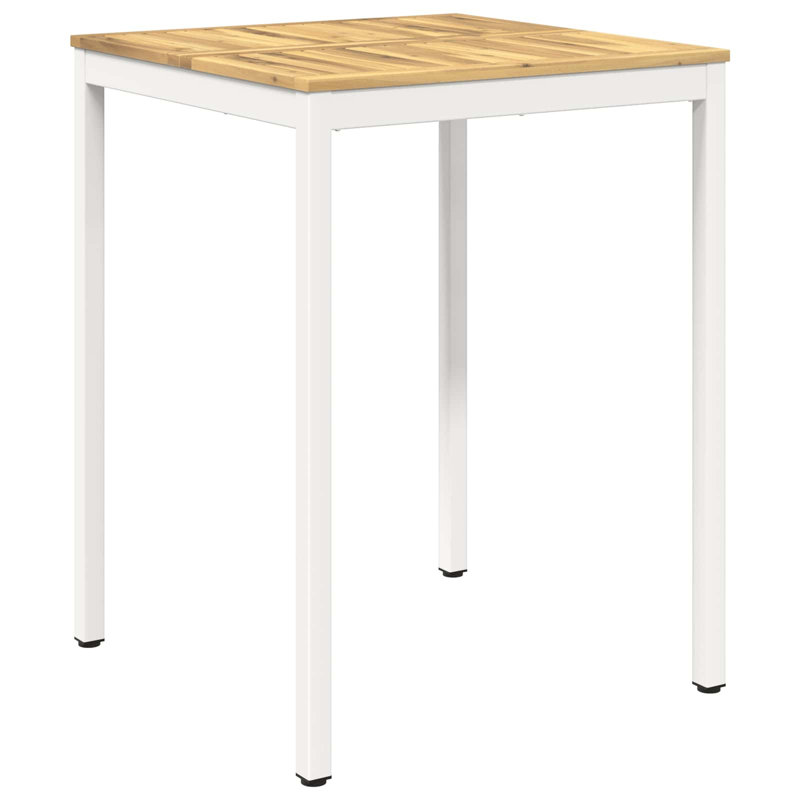Acacia Dining Table with Steel Base, White, 105cm H x 80cm W x 80.5cm D, Natural