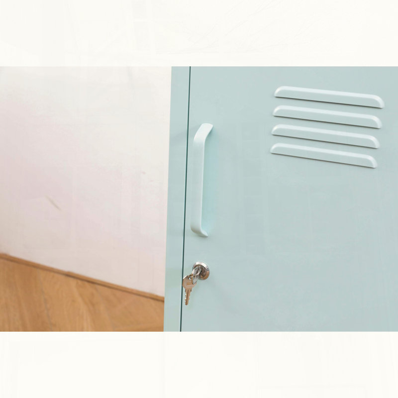 Lockable Multi-Functional Metal Storage Cabinet with Adjustable Shelf, Light Blue