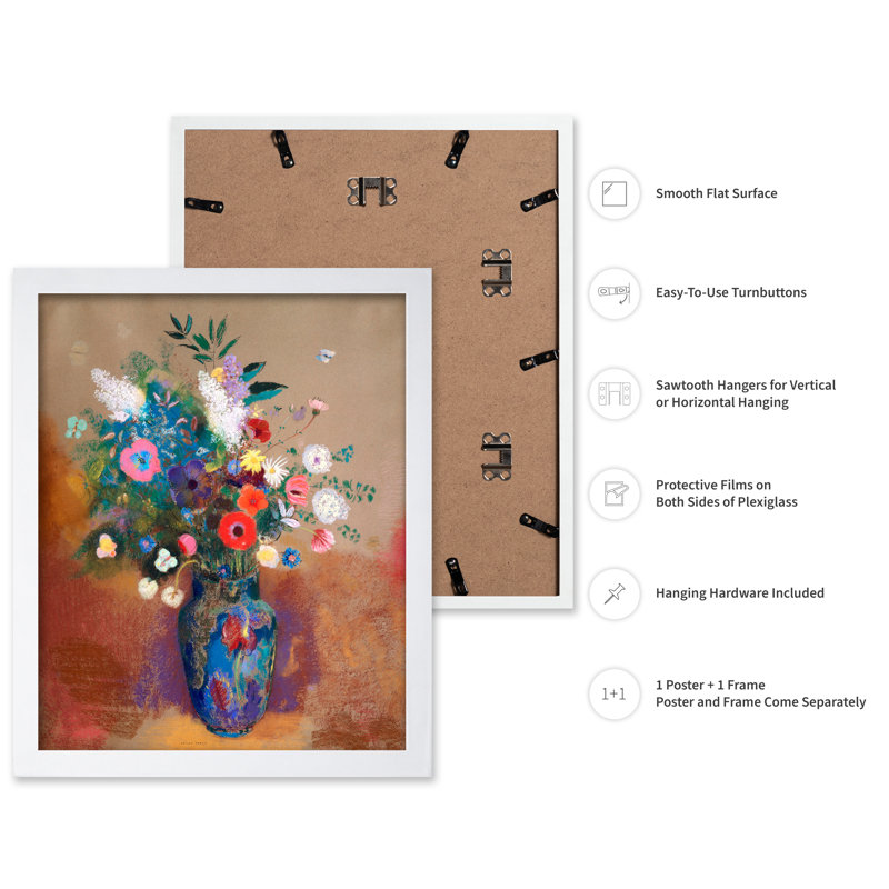 Bouquet de fleurs n ° 1, Poster, 18"H x 24"W, White Framed