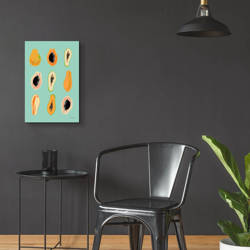 Art mural en verre Ivy Bronx «Papaya Blue» par Yvette St. Amant, H 24 po x l 16 po x P 0,2 po