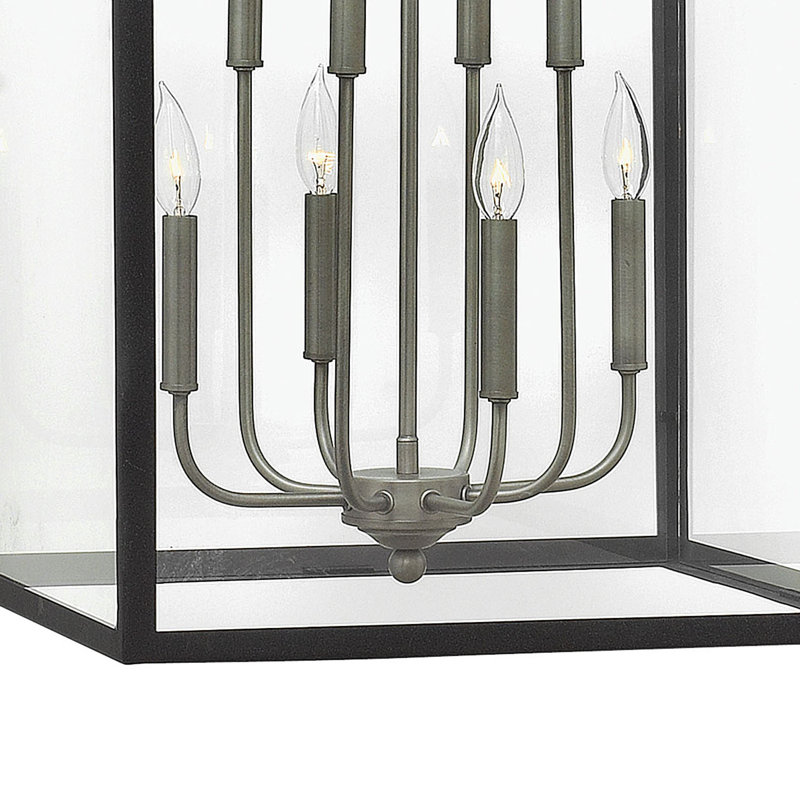 Jeremie 8 - Light Lantern Rectangle Chandelier, Aged Zinc