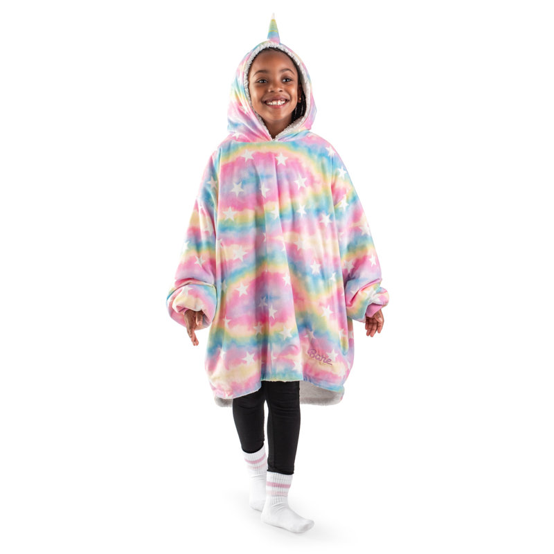 Couverture en sherpa à capuche portable, Licorne, Jeunesse