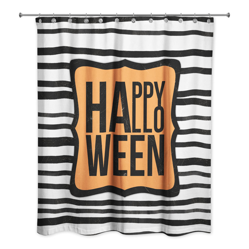 Rideau de douche simple happy halloween rayures