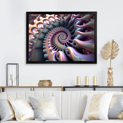 Turquoise et fractale rose IV - reproduction sur toile
