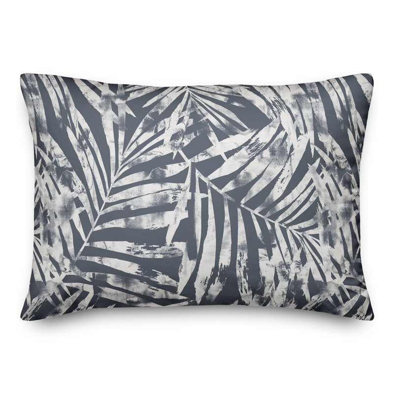  Coussin décoratif floral intérieur / extérieur en polyester, H 18 po x l 25 po, Ardoise