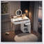 Meuble-lavabo 31,5 po avec miroir éclairé, coiffeuse de luxe avec 2 tiroirs et 1 armoire, 3 modes d'éclairage disponibles pour la chambre à coucher