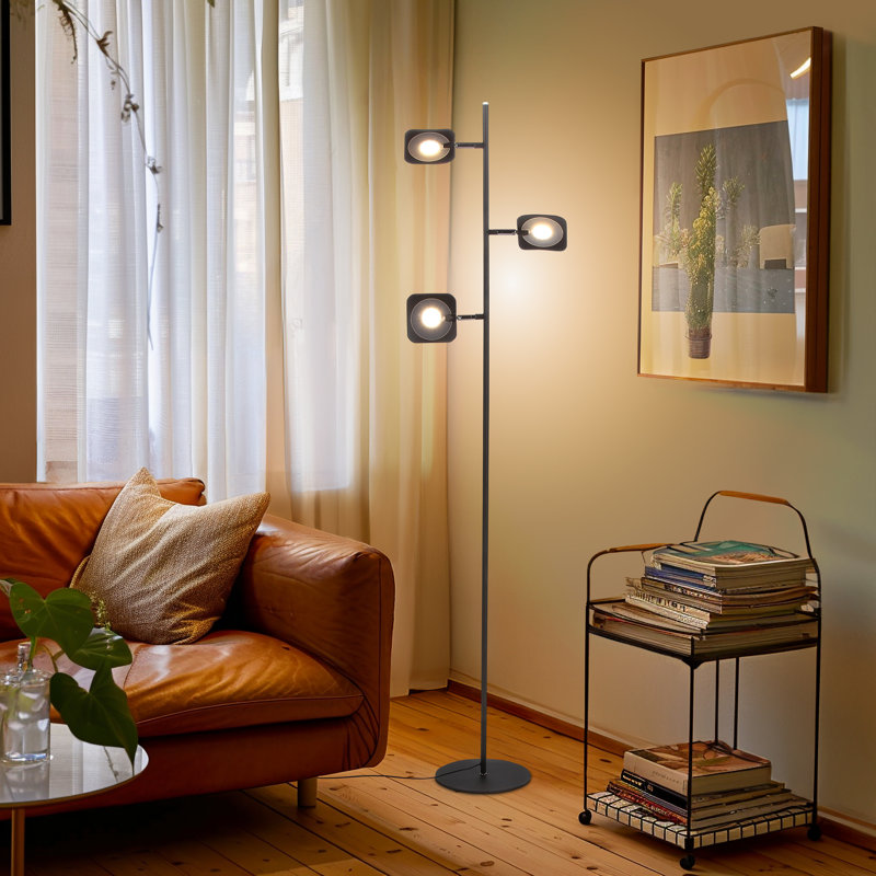 Bronze Touch-Sensitive 60" LED Floor Lamp with 3 Adjustable Heads