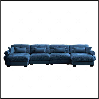U Shaped Sectional Sofa Cloud Couch With Movable Ottomans