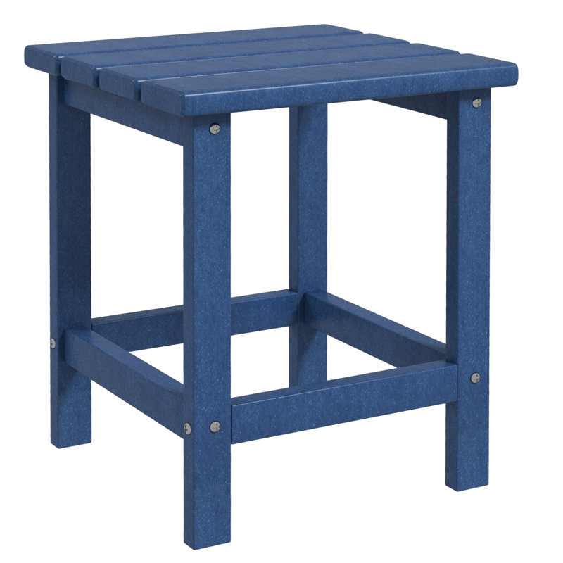 Blue Outdoor Table - 15" Square Patio End For Porch, Pool, Balcony , 110 Lbs Capacity Weather Side Table, Balcony,