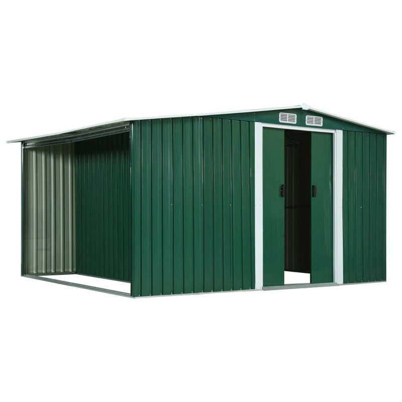 11 ft. W x 9 ft. D Galvanised Steel Garden Shed, Green