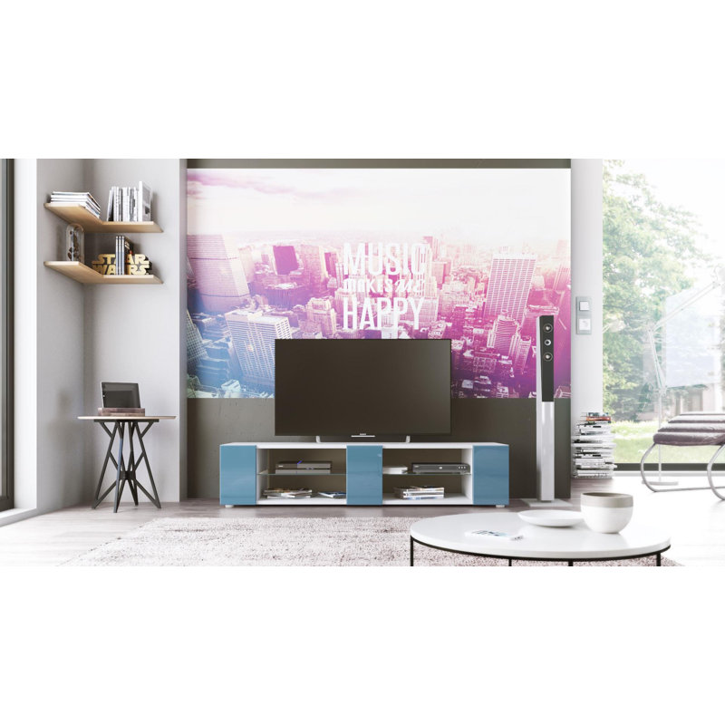 Mcclintock Unfinished TV Stand for TVs up to 60", White Matt/Petrol