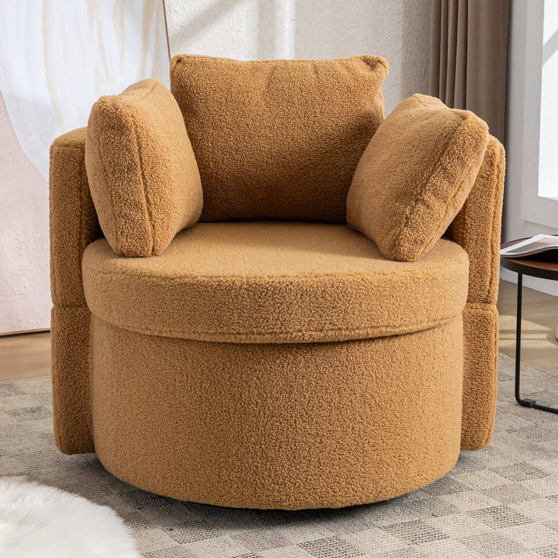 Fauteuil demi-tonneau pivotant avec rangement, Orange Teddy