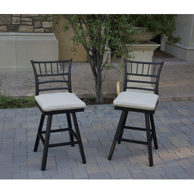 Aluminum 26 Inch Swivel Bar Stool with Cushion(set of 2)
