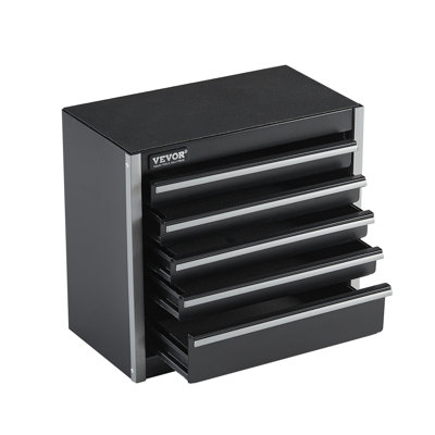 Metal Tool Box, 8.6-Inch, Portable Metal Tool Box With 5 Drawers, Small Tool Chest With EVA Liners And PP Feet Pads, Heavy-Duty Steel With Ball Bearing Opening And Powder Coated Finish, Black