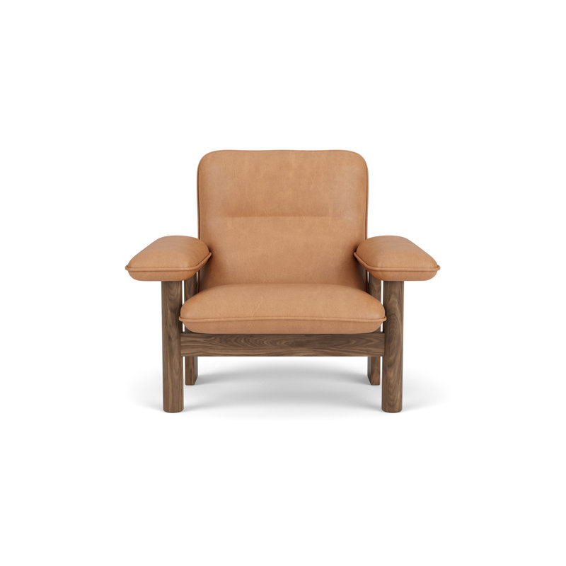 Brasilia Boucle Chair, Dunes 21004 Camel Genuine Leather, Walnut