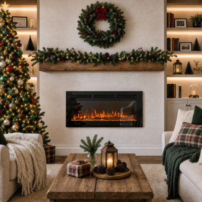Rayva Front-Venting Recessed and Wall-Mounted Electric Fireplace