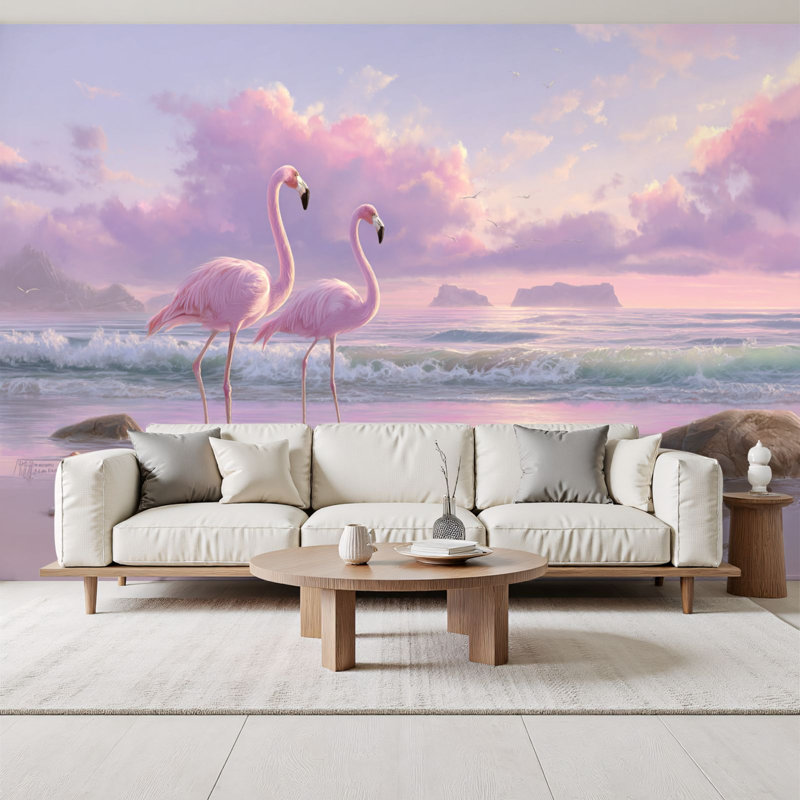 Papier peint adhésif flamant rose Flamingo, L 144 po x l 100 po