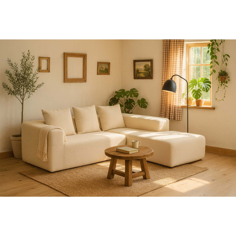 Ensemble de canapé moderne modulaire en mousse avec 5 coussins décoratifs modulaires, revêtement doux, canapé modulaire en forme de L pour le salon, 96,46 po x 72,83 po x 23,03 po