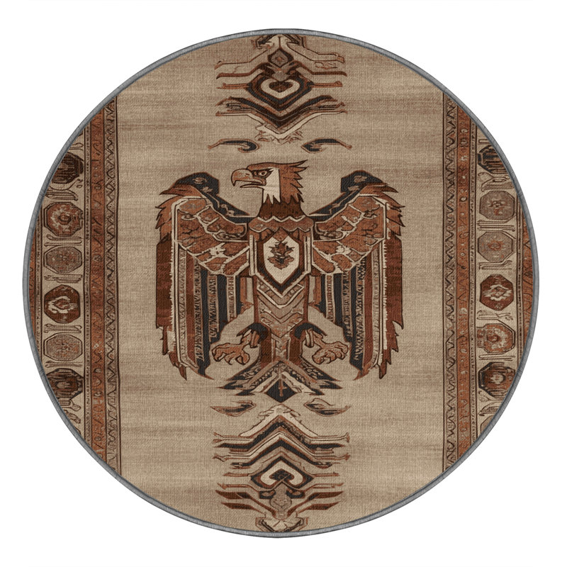 Machine Washable Persian Gray Area Rug, Round 8'