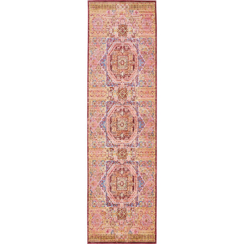 Tapis rose Donminique, Tapis de couloir 2 pi 7 po x 9 pi 10 po