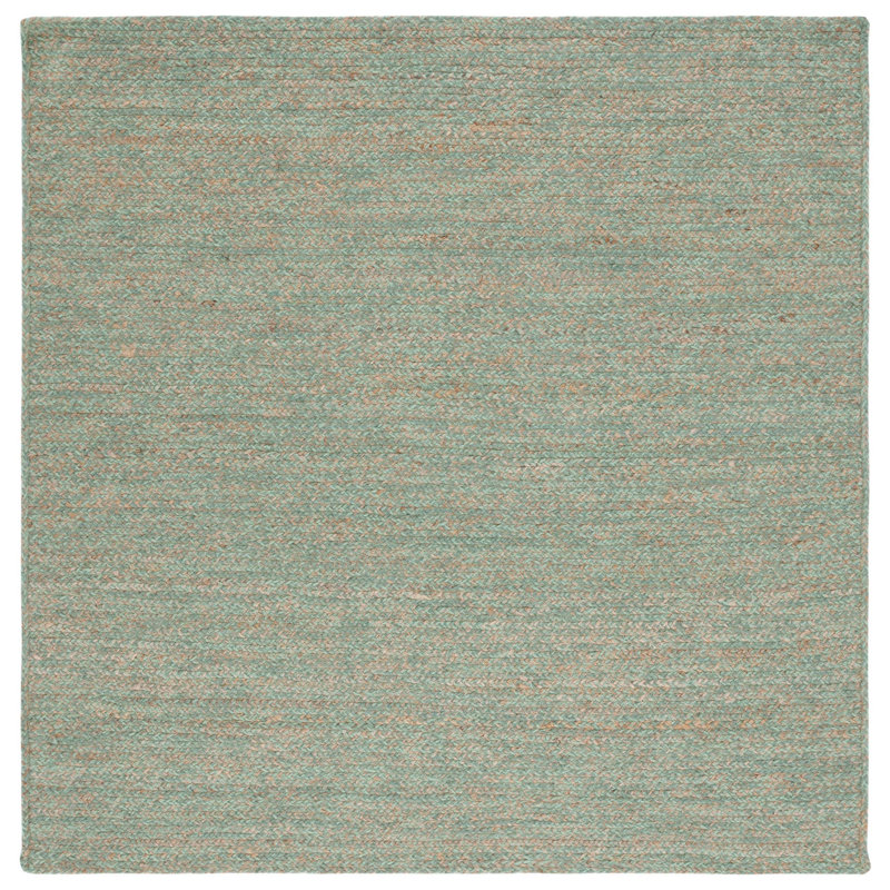 Jarico Natural Fiber Hand Loomed Wool/Jute Rug in Green/Natural, Square 6'