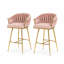 Tabourets de bar touffetés Glam (ensemble de 2) - Tabourets de comptoir rembourrés avec pieds en métal doré pour cuisine et salle de bain-1436758015