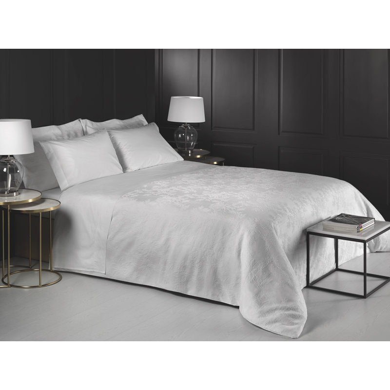 Shetler Cotton Floral Duvet Cover Set with Pillowcases, Ivory, King Duvet Cover + 2 Standard Pillowcases
