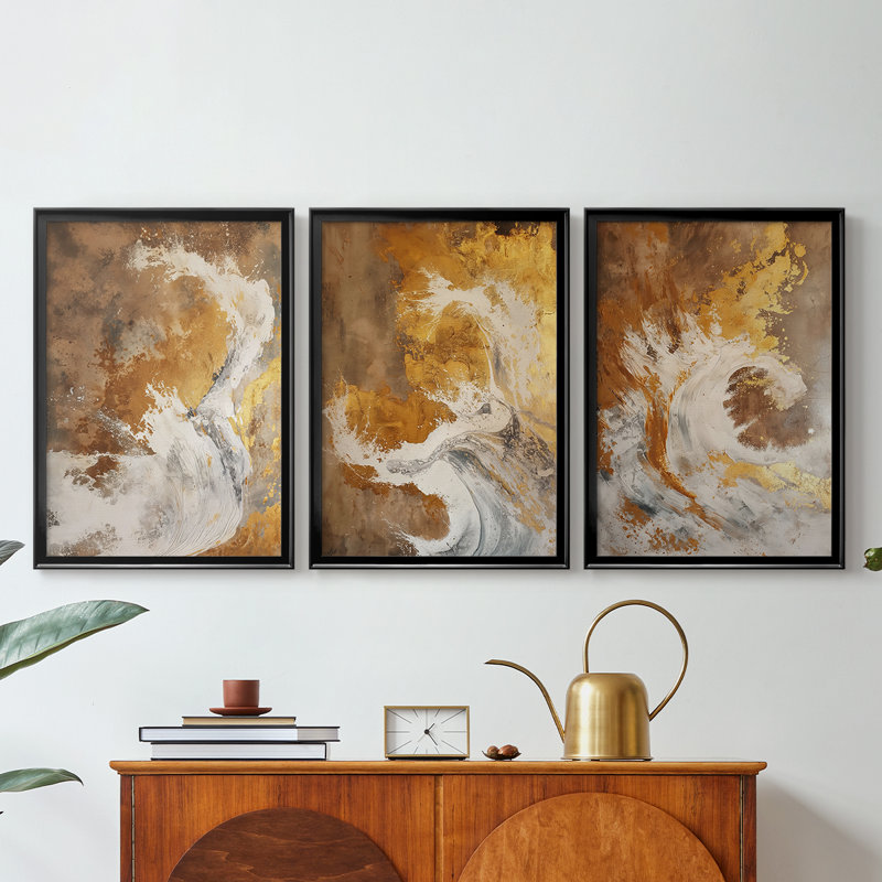 ABSTRACT Series CDXLII - Toile sur châssis tendue avec châssis encadré - 3 pièces