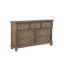 Commode Bely, 65 po, 7 tiroirs avec 1 tiroir caché, bois brun antique