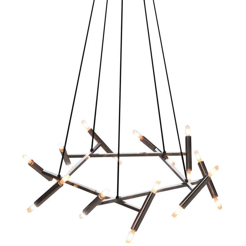 Modern 20 Light Molecular Chandelier, Shiny Nickel
