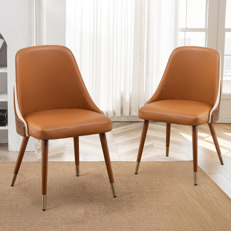 Ensemble de 2 chaises parsons rembourrées Jahmai, Orange/beige