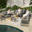 Grey Outdoor Patio Backyard Furniture Garden Lounge Set With Glass Coffee Table