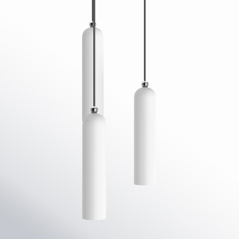 Luminaire suspendu cylindrique à 3 lumières Halle, Blanc brillant