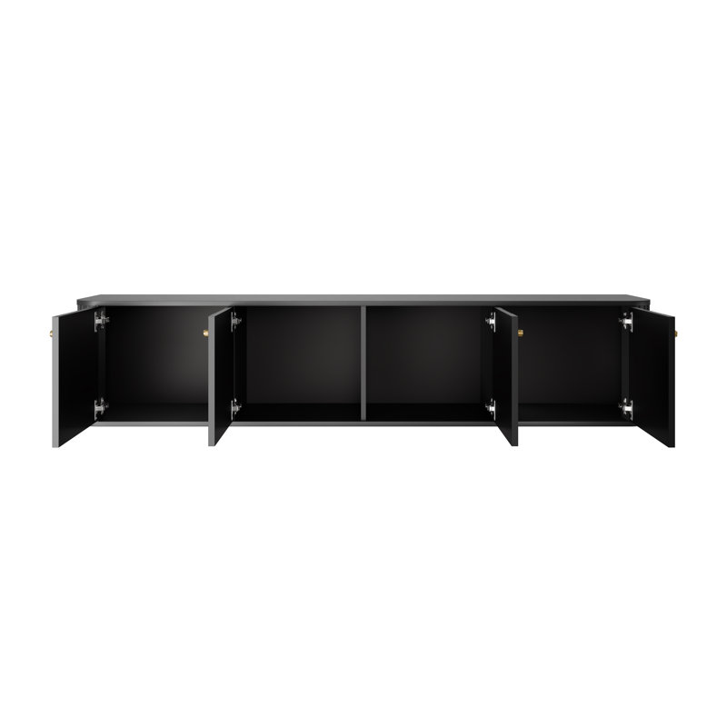 Dayzee Unfinished TV Stand for TVs up to 55", Black/Gold