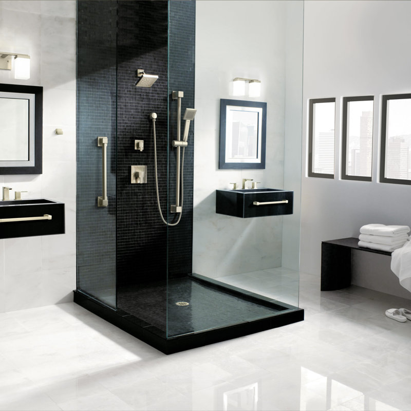 Robinet de douche 90 degrés avec valve brute et Posi-Temp, Chrome poli