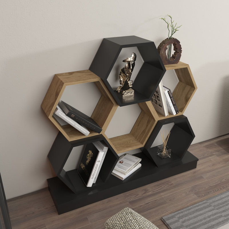 Damuel Bookcase, Black/Oud Oak