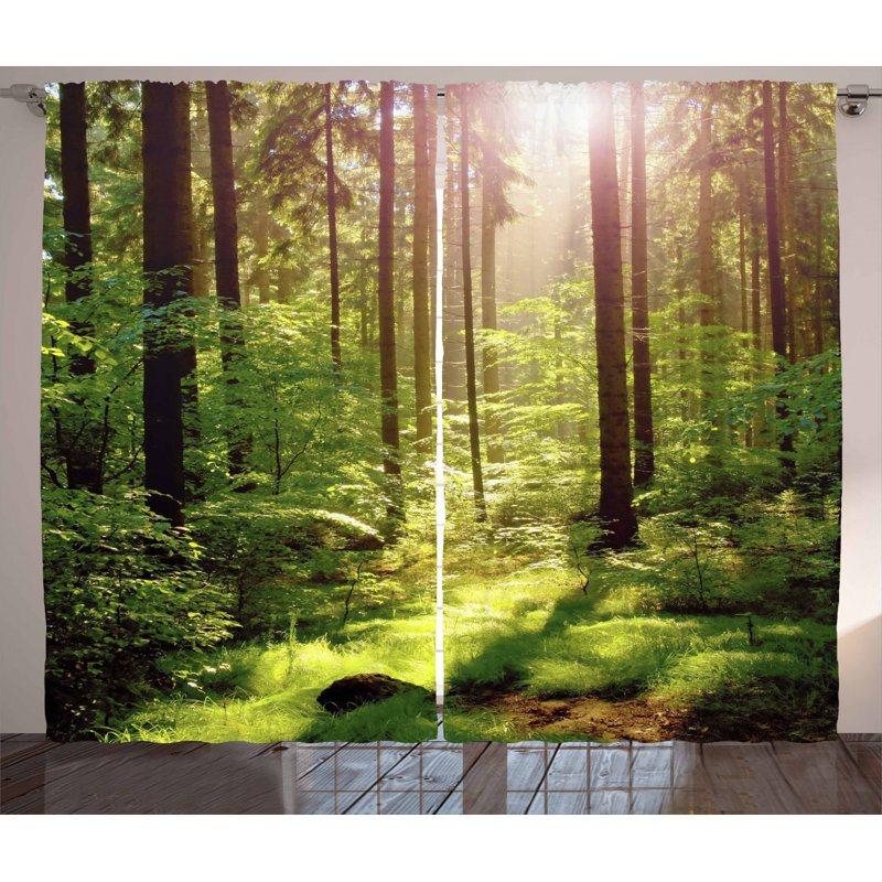 Forest Semi-Sheer Rod Pocket Curtain Panels, 54" x 90"