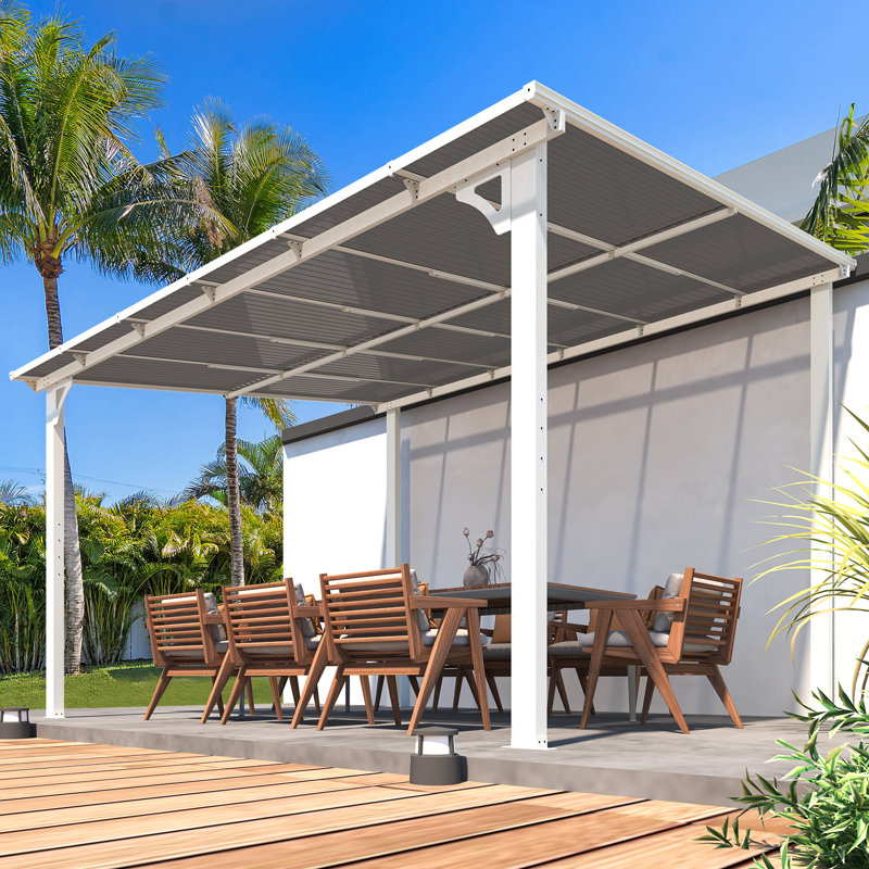 Pergola en aluminium avec auvent, 12 pi x 10 pi, Blanc