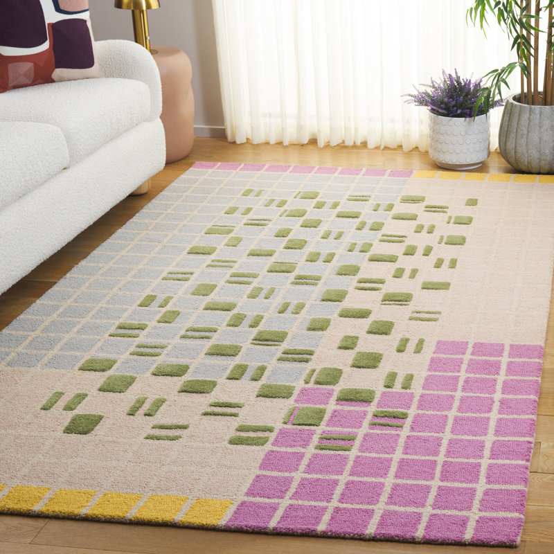 Genre 206 Checkered Hand Tufted 85% Wool; 15% Cotton Geometric Shapes Rug, Rectangle 5' x 8'