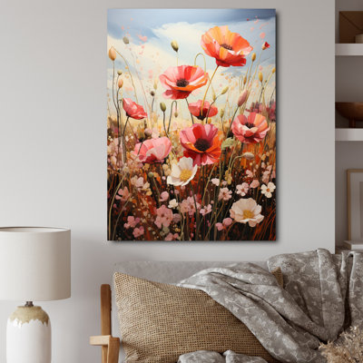 «Countryside Red Poppy Field» sur toile